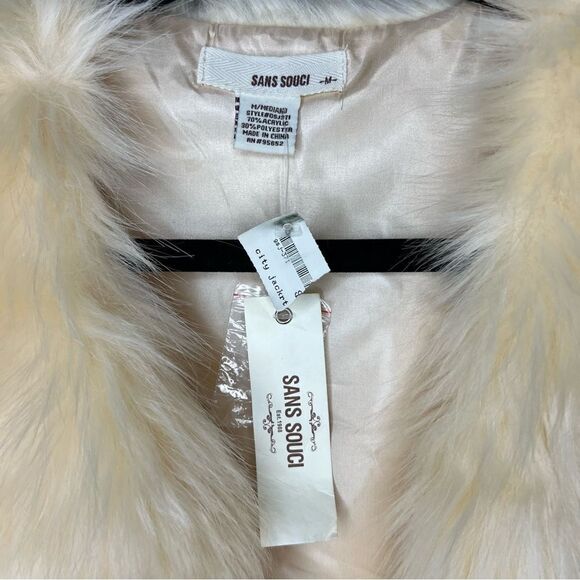 New! Sans Souci Faux Fur Cream White Women’s Vest Size M Bohemian, Cowgirl - Picture 13 of 14